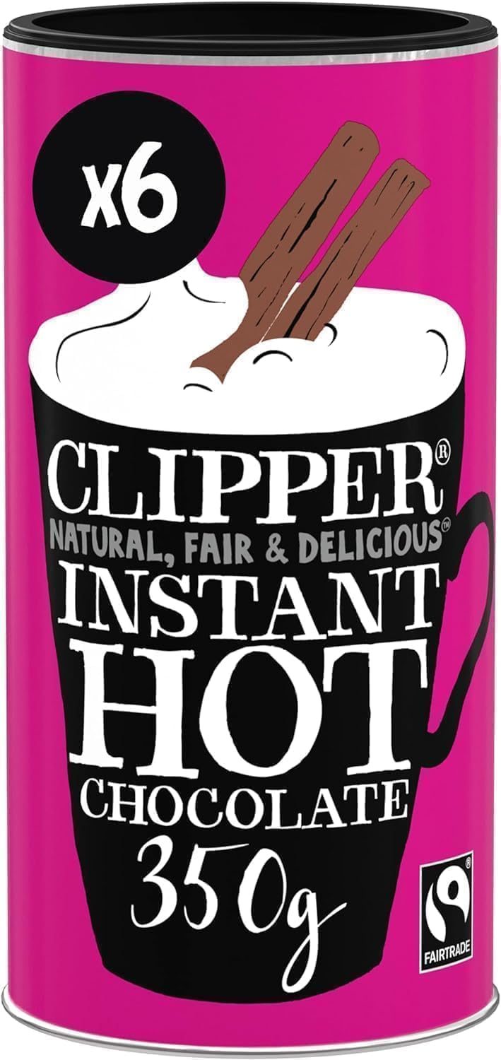 Clipper Instant Hot Chocolate – Fairtrade Organic Cocoa, 6 x 350g Bulk Tubs