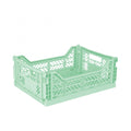 AYKASA Folding Crate, Sturdy Folding Box, Plastic, Stackable, Warm Mint, Midi 40 x 30 x 14 cm
