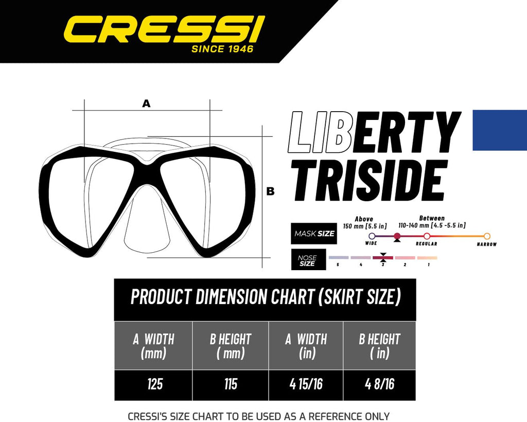 Cressi Liberty Triside Panoramic 3-Glass Diving Mask – Black/Red