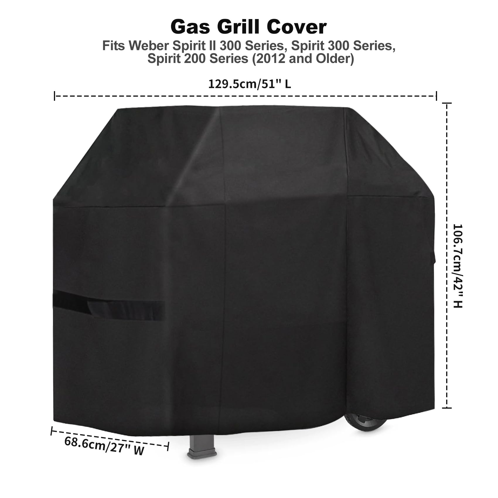 Onlyfire Waterproof BBQ Cover – Heavy Duty Grill Cover for Weber Spirit 300