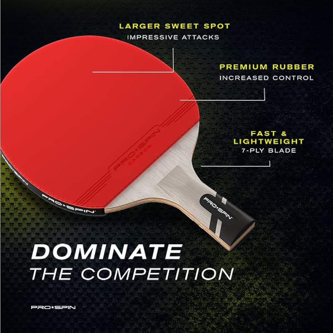 PRO SPIN Carbon Table Tennis Bat – 7-Ply Blade Penhold Grip Paddle