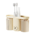 Wall Mounted Toothbrush Holder | Beige Adhesive Bathroom Organizer