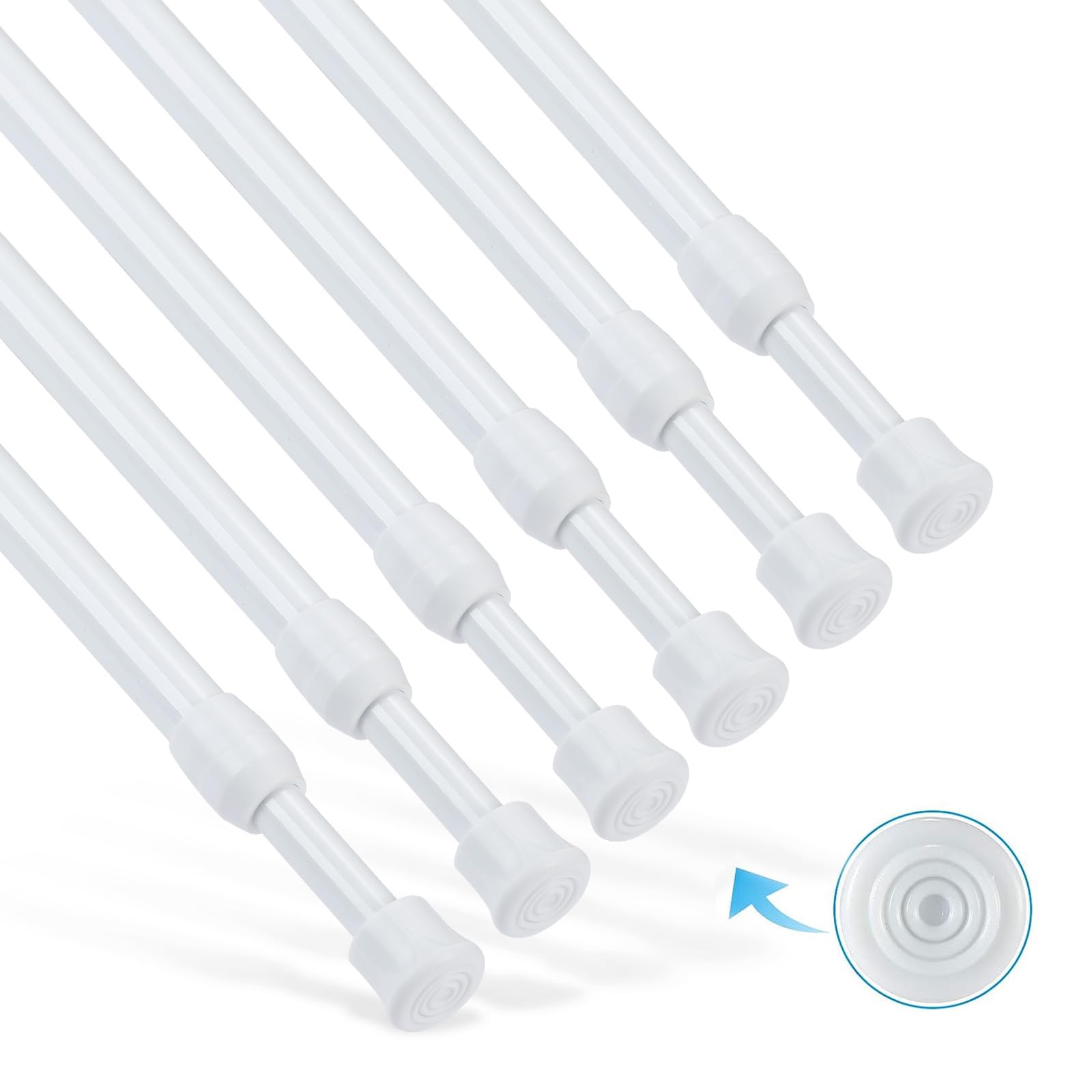 Goowin 6-Pack Tension Rods | 55-90cm Adjustable No-Drill Closet Rods
