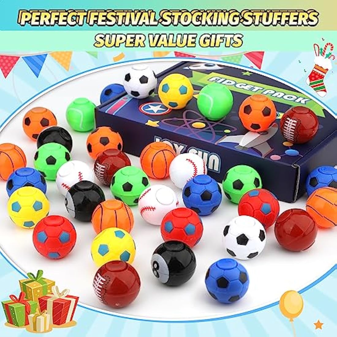 Sports Ball Fidget Spinner Set - 36PCS Stress Relief Toys