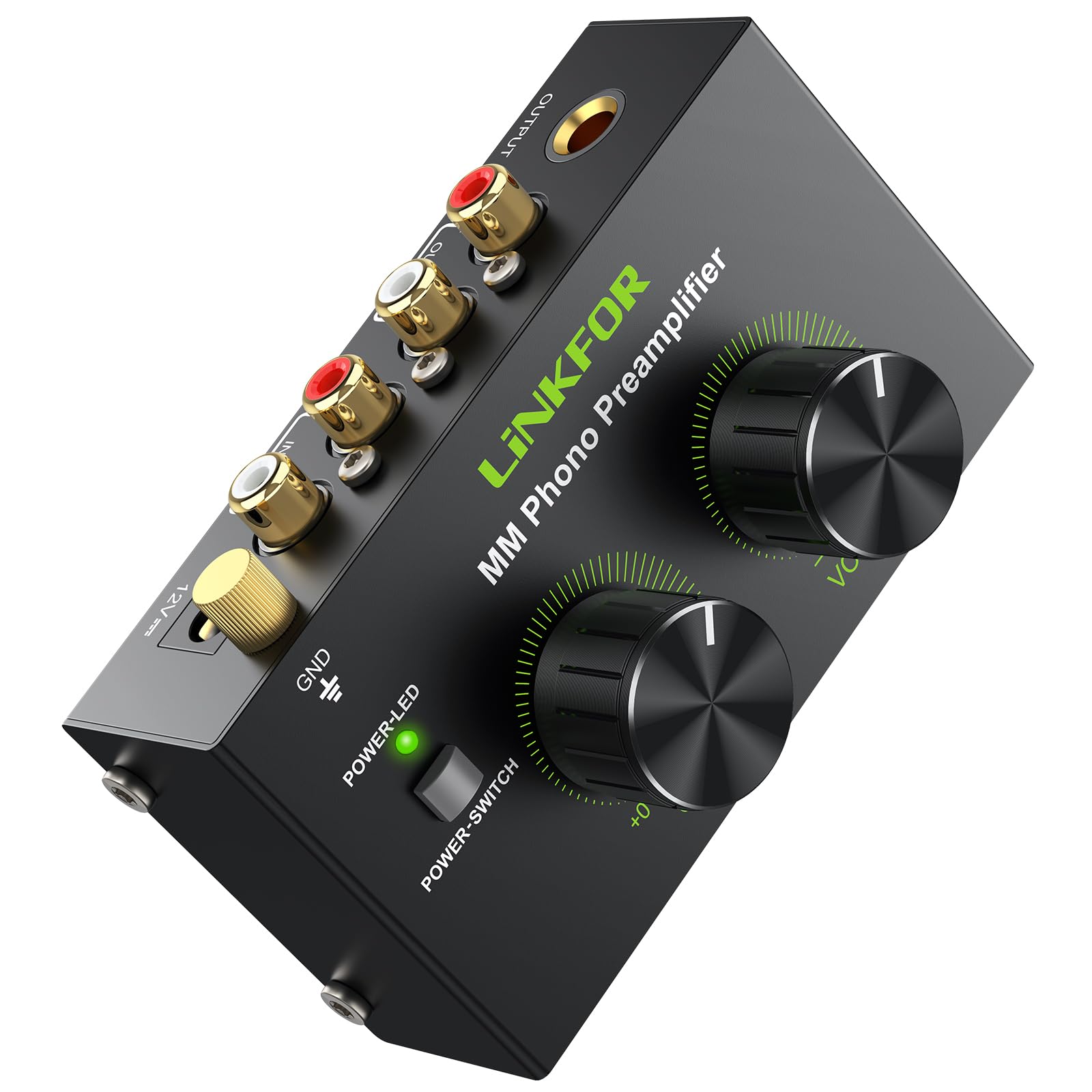 LiNKFOR Phono Preamplifier for MM Turntable with Gain & Volume Knobs
