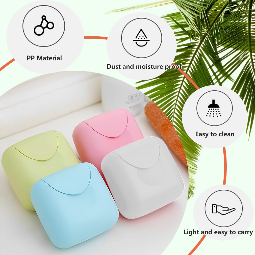 4PCS Travel Soap Case, Soap Bar Travel Soap Dish with Lid Waterproof Leakproof Square Small Soap Box Container Holder Closable Soap Holder Portable - image 3