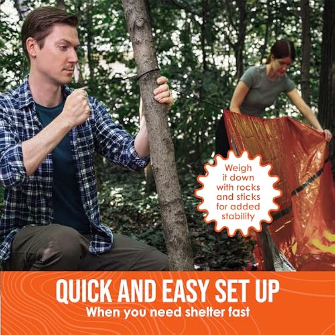 Go Time Gear Life Tent | 2-Person Mylar Emergency Shelter with Whistle