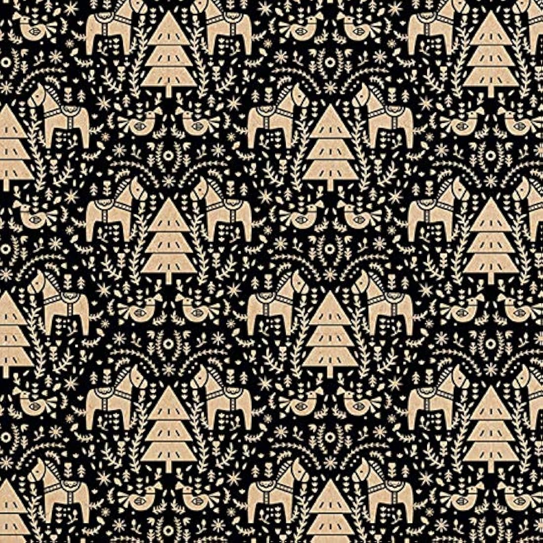 Clairefontaine Recycled Kraft Gift Wrap – Black Christmas Design – 50m