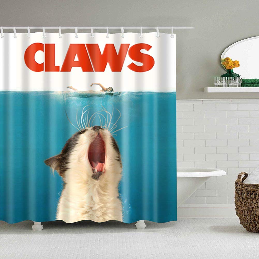 Dozing Cat & Swimming Women Waterproof Polyester Shower Curtain