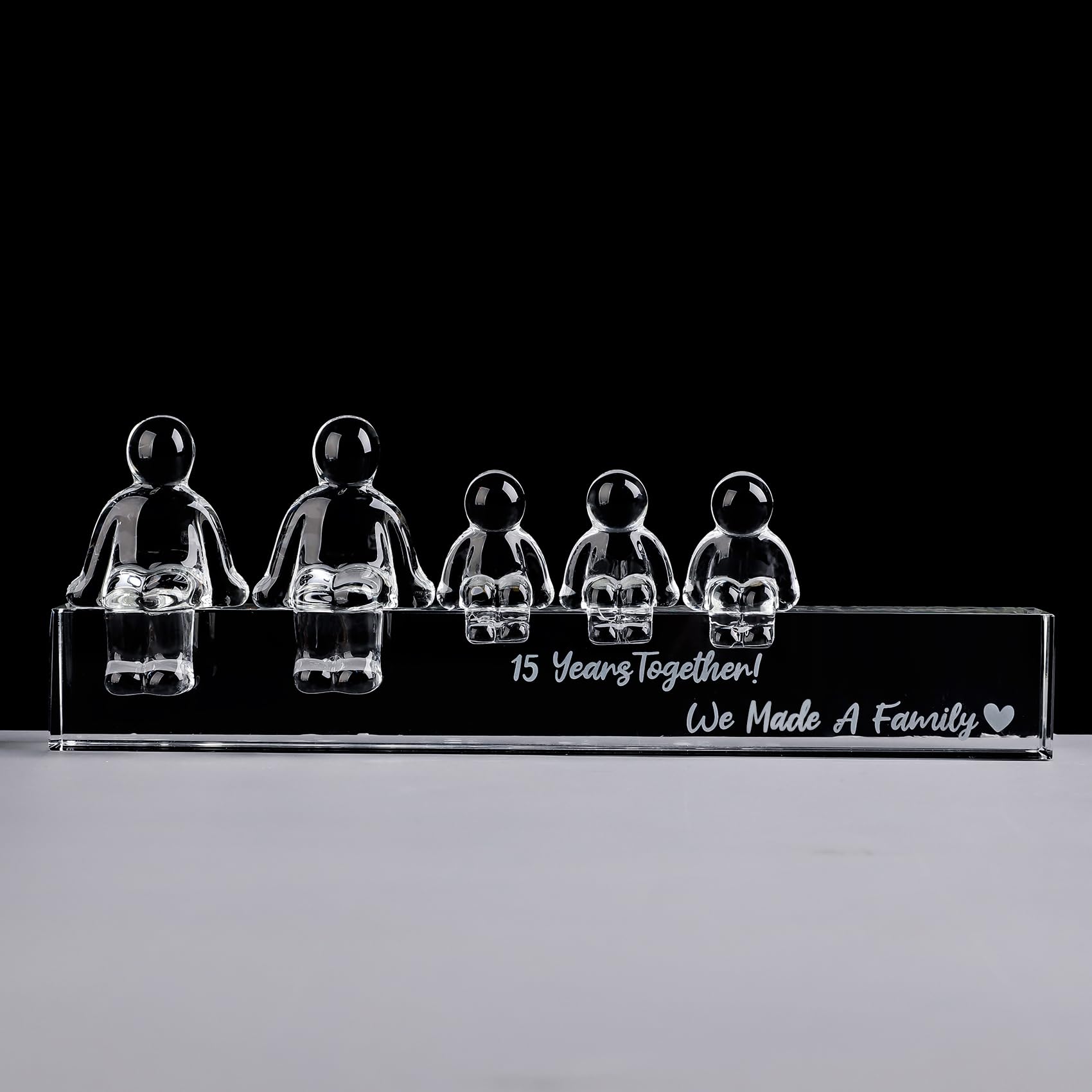 Movdyka 15th Anniversary Crystal Family Keepsake | 15 Years Together Gift