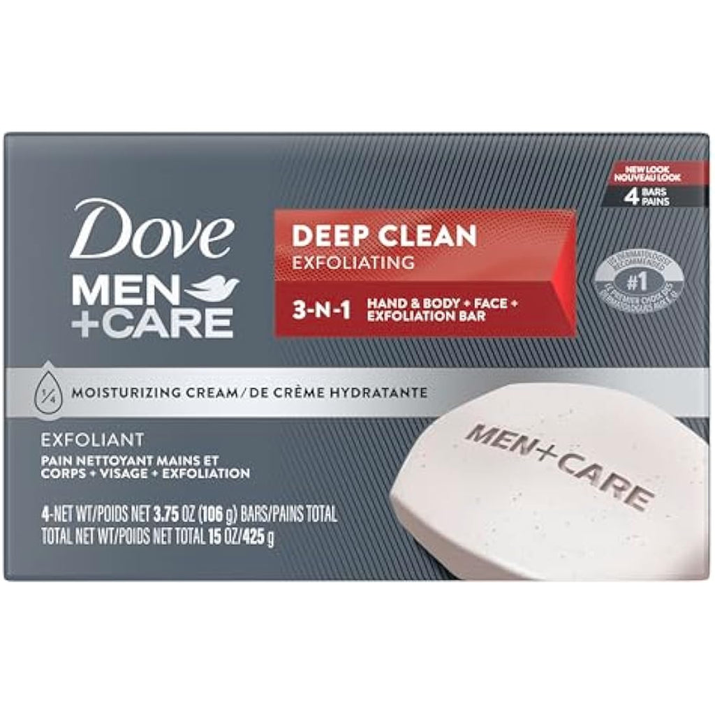 Dove Men+Care Deep Clean Body and Face Bar Soap - 4 Pack Moisturizing