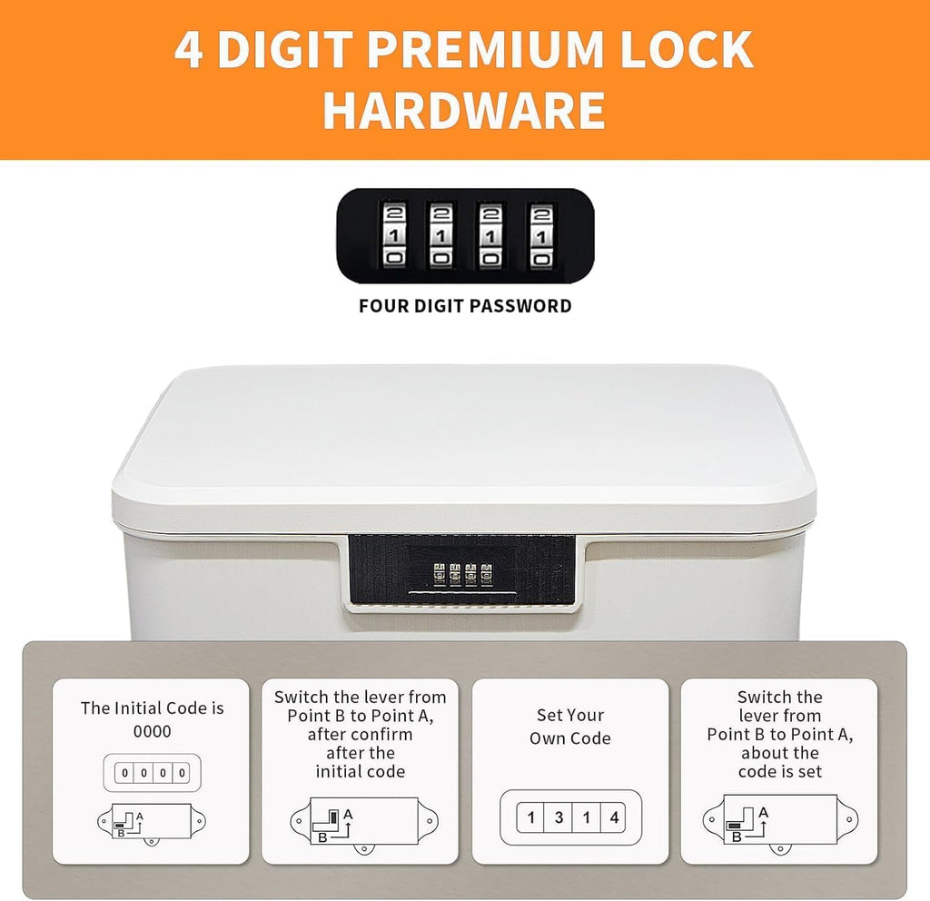 ABS Medicine Lock Box with Combination Code - Childproof Storage Organiser for Medicine, Snacks, Documents, Jewelry, Sewing, Portable