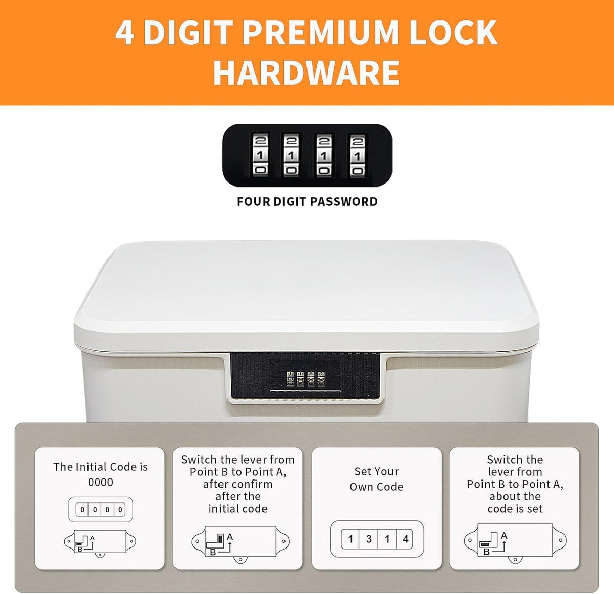 ABS Medicine Lock Box with Combination Code - Childproof Storage Organiser for Medicine, Snacks, Documents, Jewelry, Sewing, Portable