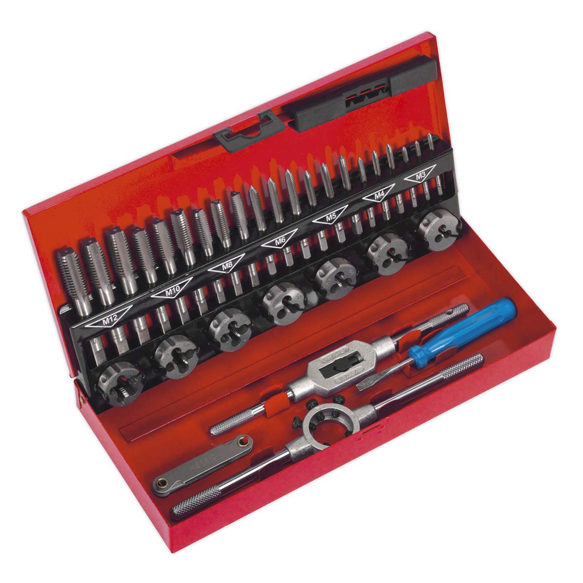 Sealey AK3015 Tap and Die Set - 32pc Metric Split Dies Threading Kit