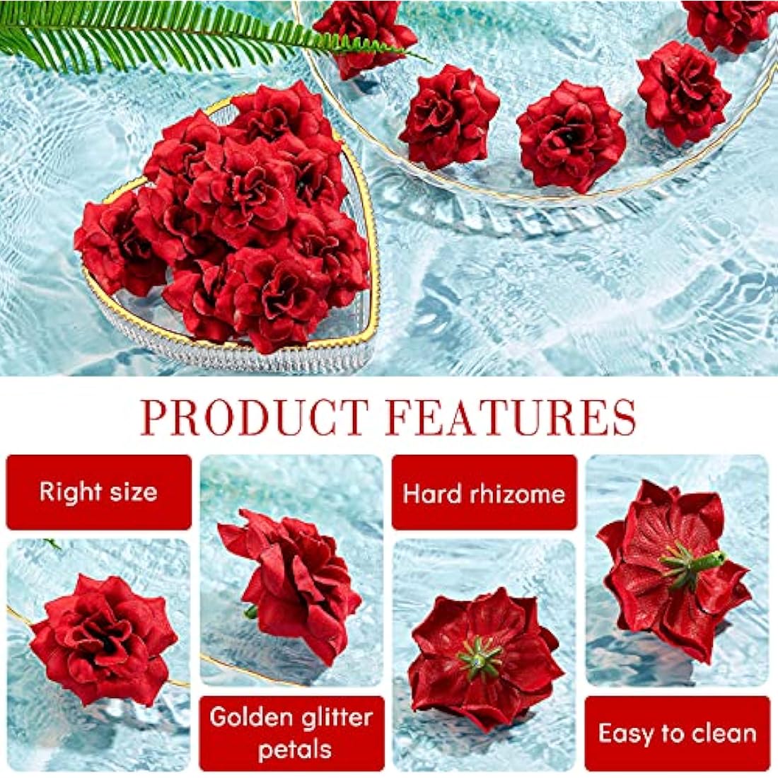 100 Pcs Red Artificial Silk Rose Heads for DIY Wedding Decor
