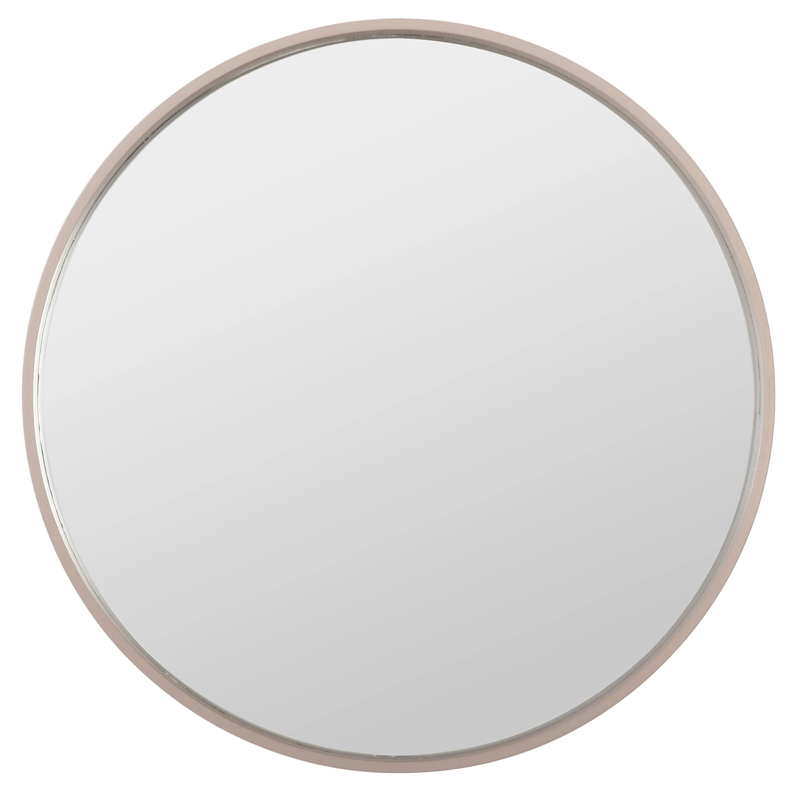 Jolof Store Round Wooden Wall Mirror – 50cm Deep Framed Beige Brown