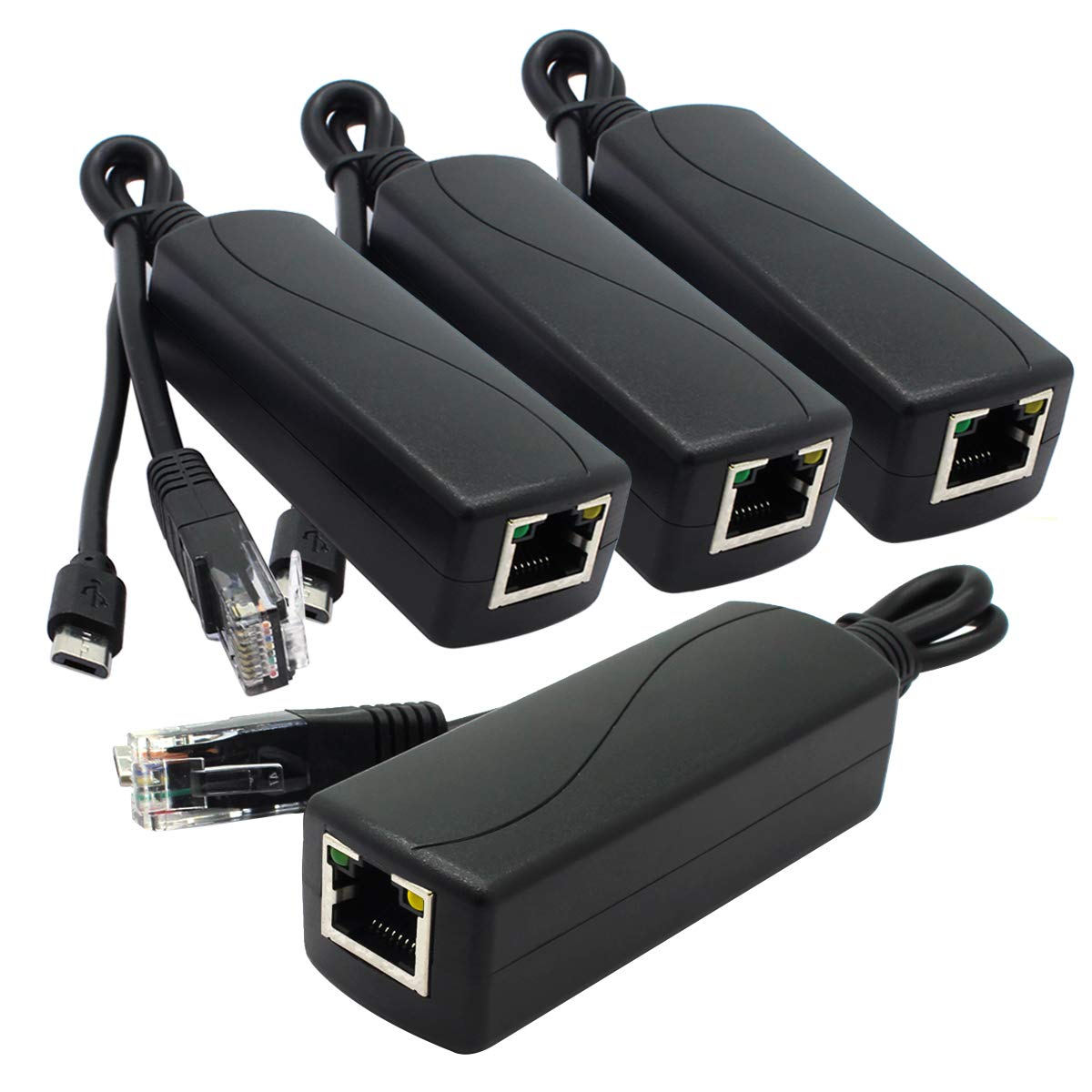 ANVISION Gigabit PoE Splitter 4-Pack | 5V 2.4A Micro USB for Raspberry Pi