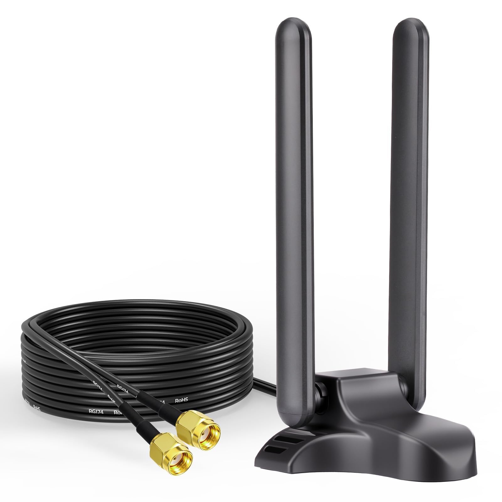 Bingfu WiFi 6E Tri-Band Antenna | 3dBi Magnetic Base RP-SMA Network Booster