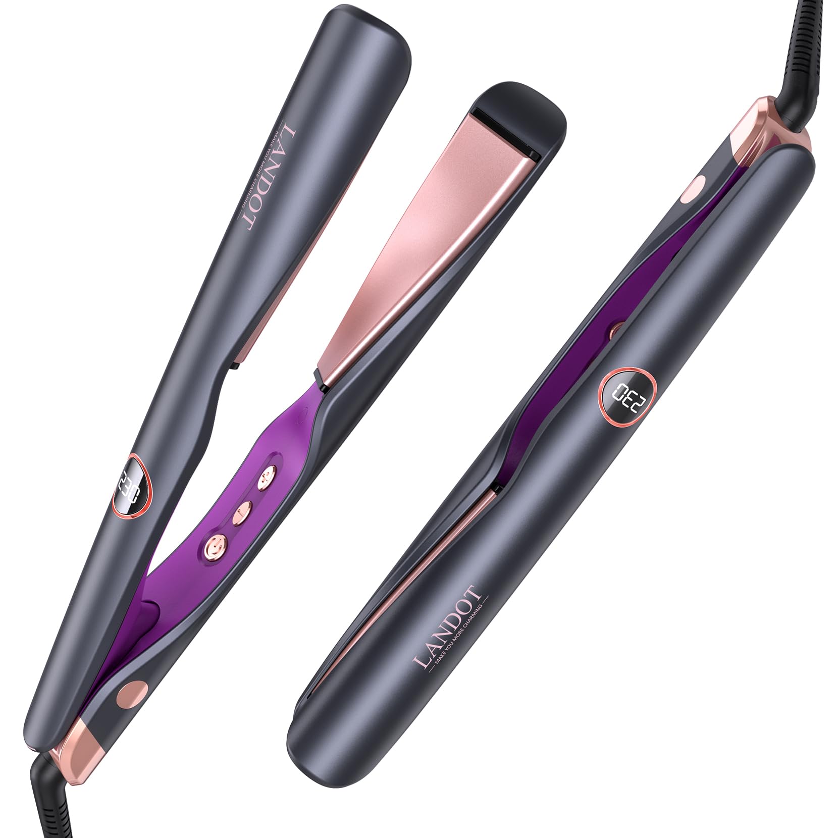 LANDOT 2-in-1 Hair Straightener and Curler | Ceramic Ionic Twisted Plates