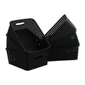Asking 6-Pack Plastic Storage Baskets, Weave Basket, Black