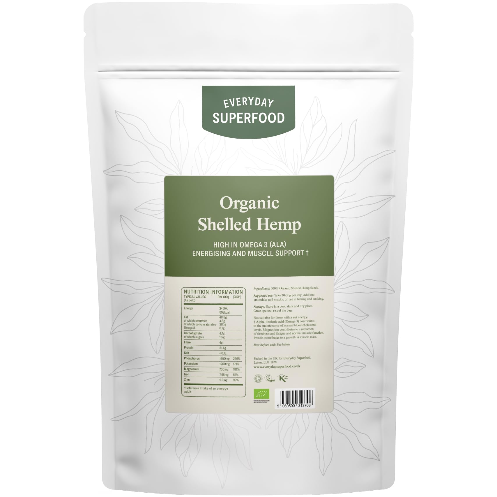 Everyday Superfood Organic Shelled Hemp Seeds (Hemp Hearts) – 900g