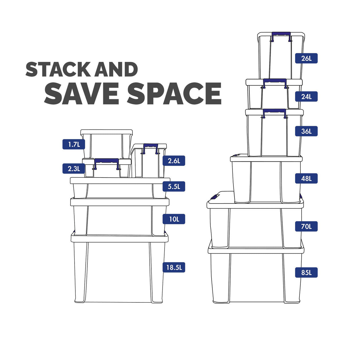 Bankers Box Storage Box 0.5L 10 Pack - BPA-Free, Stackable Plastic Organizer with Clip-Lock Lid