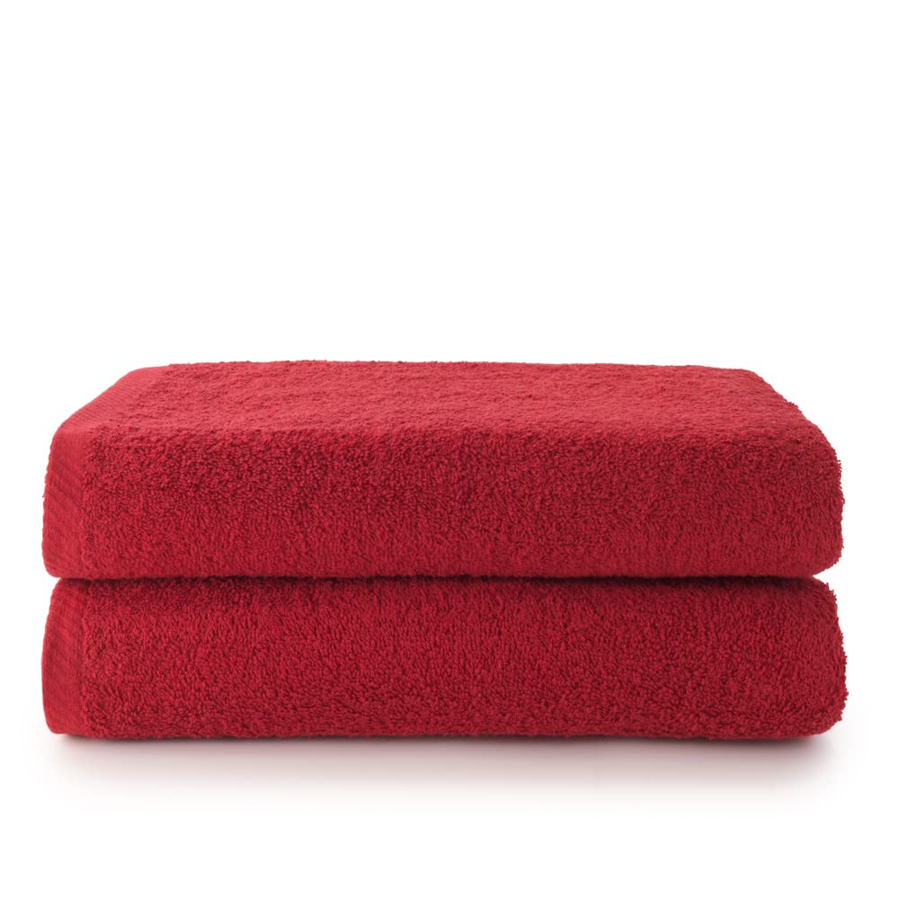 Top Towels Plus – 100% Cotton Large Bath Towels, 2-Pack – Garnet