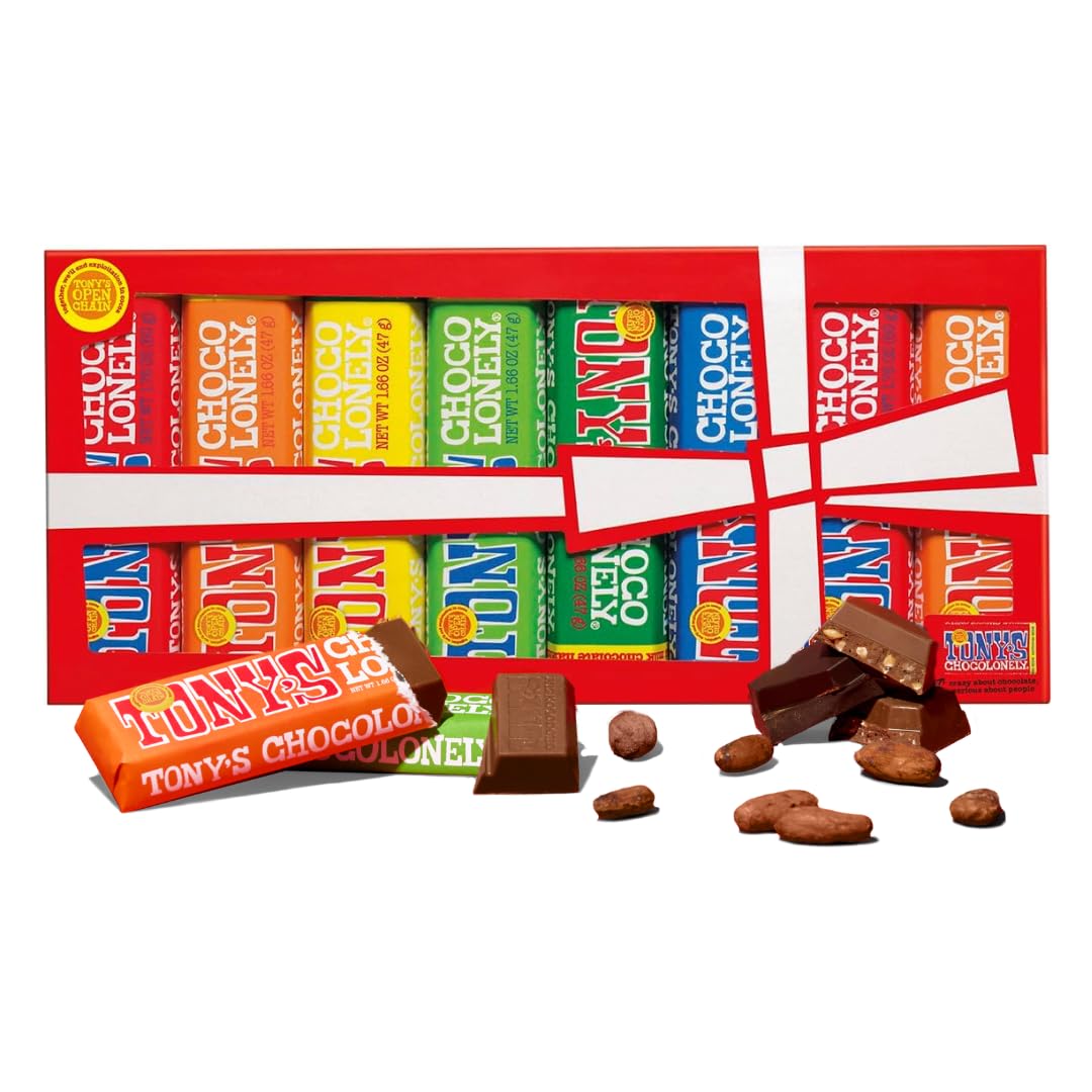 Tony's Chocolonely Belgian Chocolate Gift Box - 8 Bars, 6 Flavours, 385g
