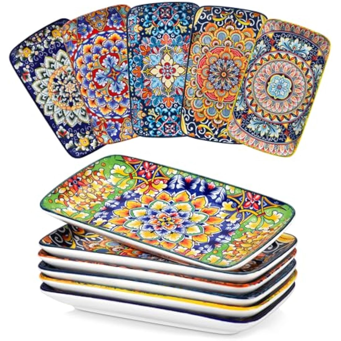 vancasso SIMI Bohemian Porcelain Rectangle Serving Plates - Set of 6
