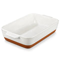 MALACASA 9x13 Ceramic Casserole Dish – Deep Rectangular Lasagna Pan, Khaki