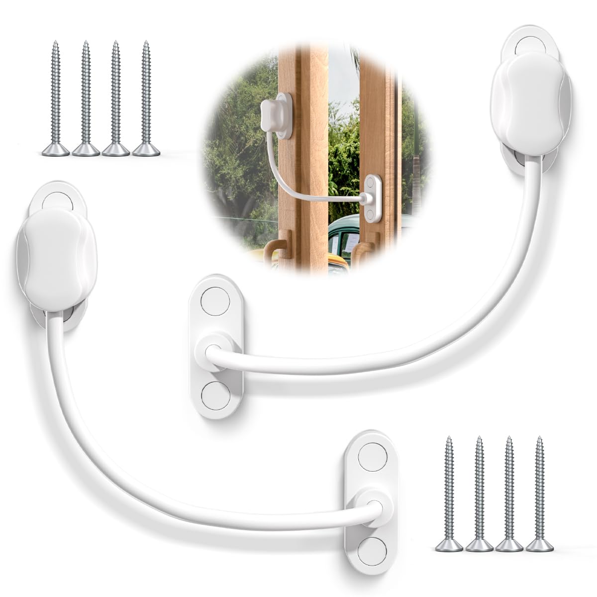 Bwintech White UPVC Window Restrictor Cable Lock - 5 Pack Child Safety