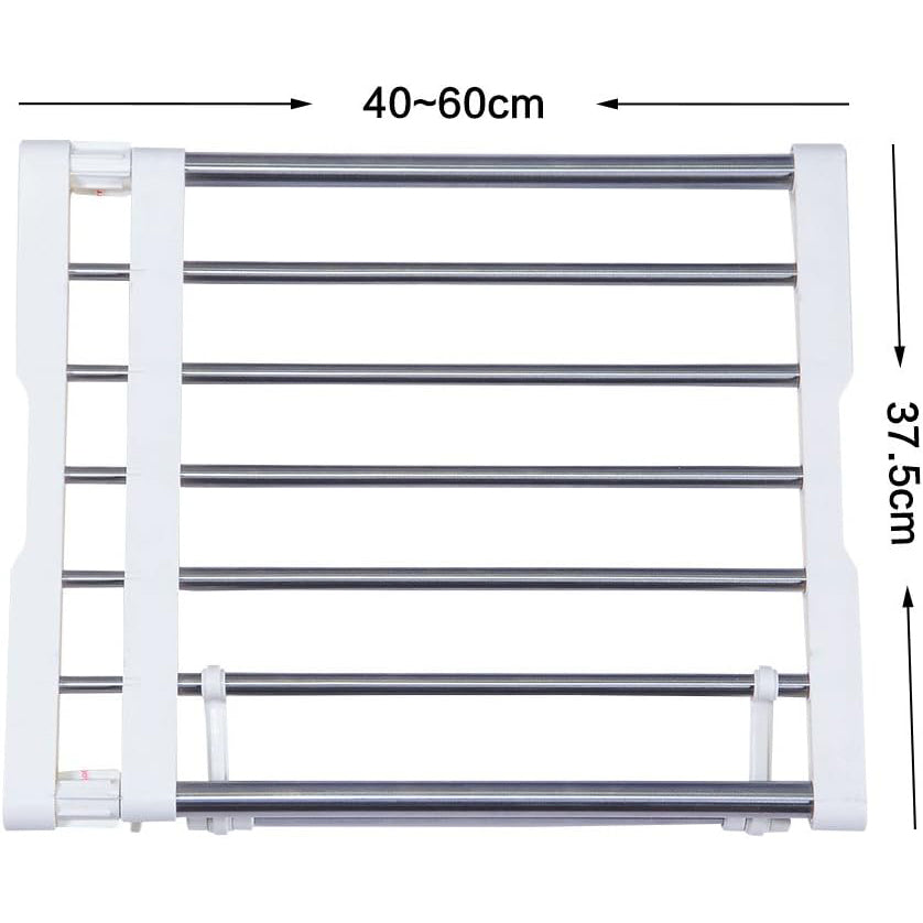 BAOYOUNI Extendable Closet Shelf & Rod Organizer, Ivory Metal, 40-60cm