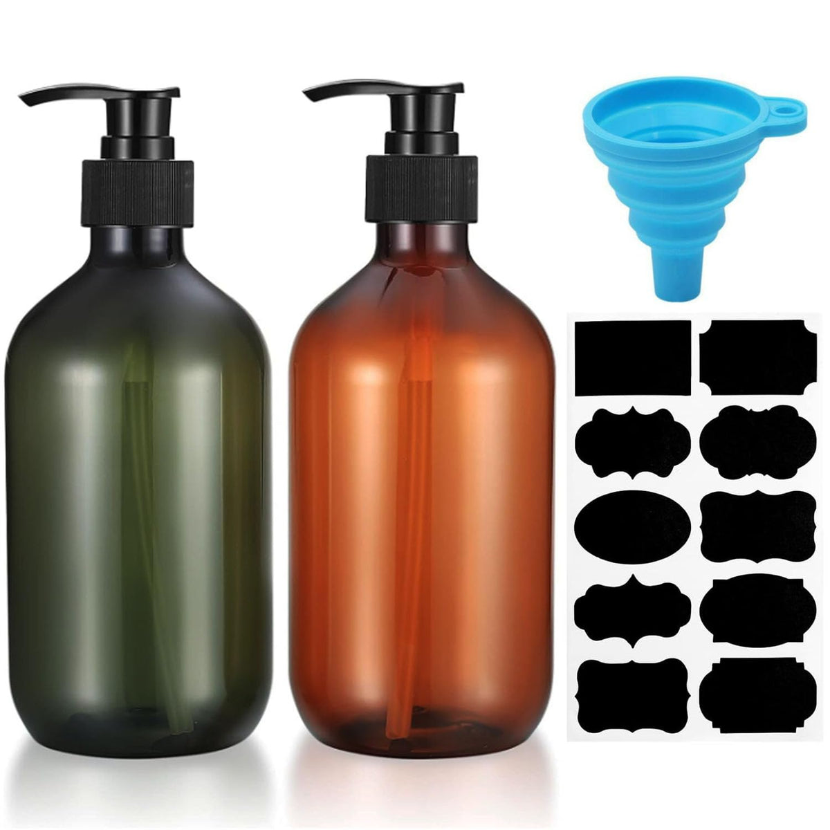 2 Package Shampoo Bottles With Pump, 500ml Brown Plastic shampoo bottles with pump - image 1