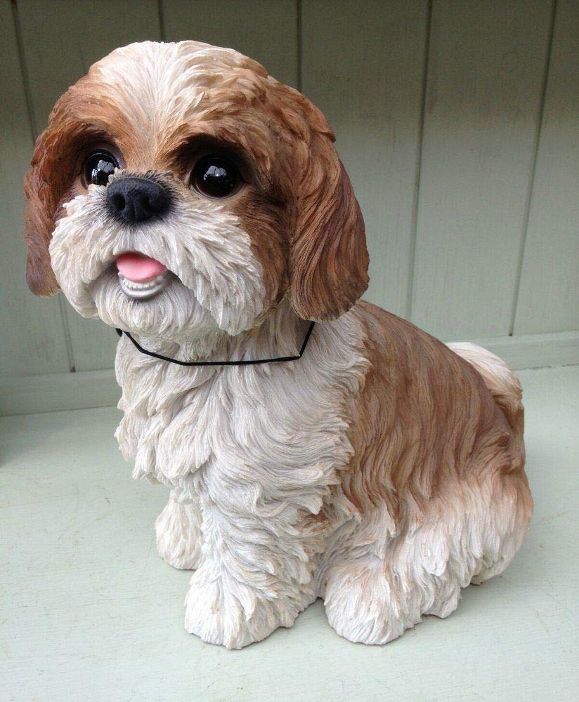 Vivid Arts Shih Tzu Dog Garden Ornament – Weatherproof Resin Statue