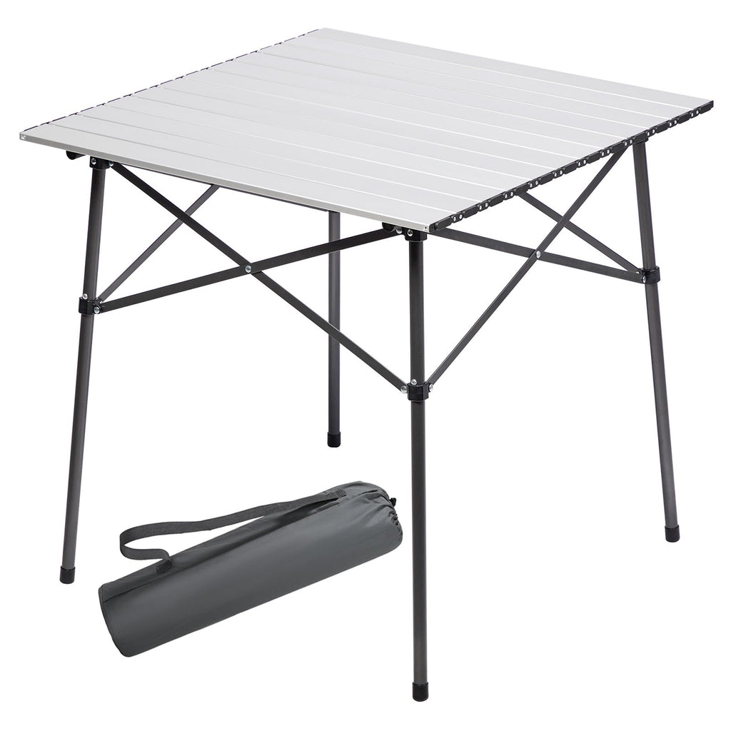 Portal Aluminum Folding Camping Table | 4 Person Square Roll Up Top