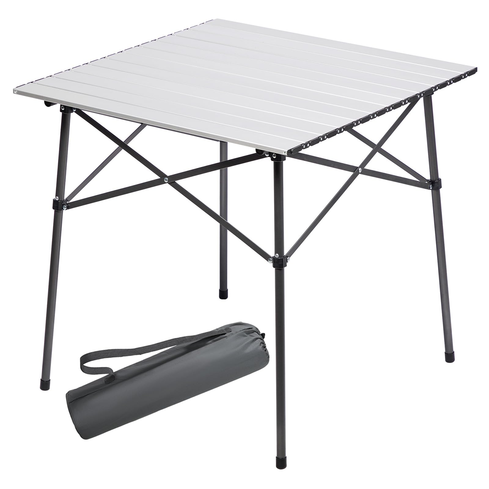 Portal Aluminum Folding Camping Table | 4 Person Square Roll Up Top