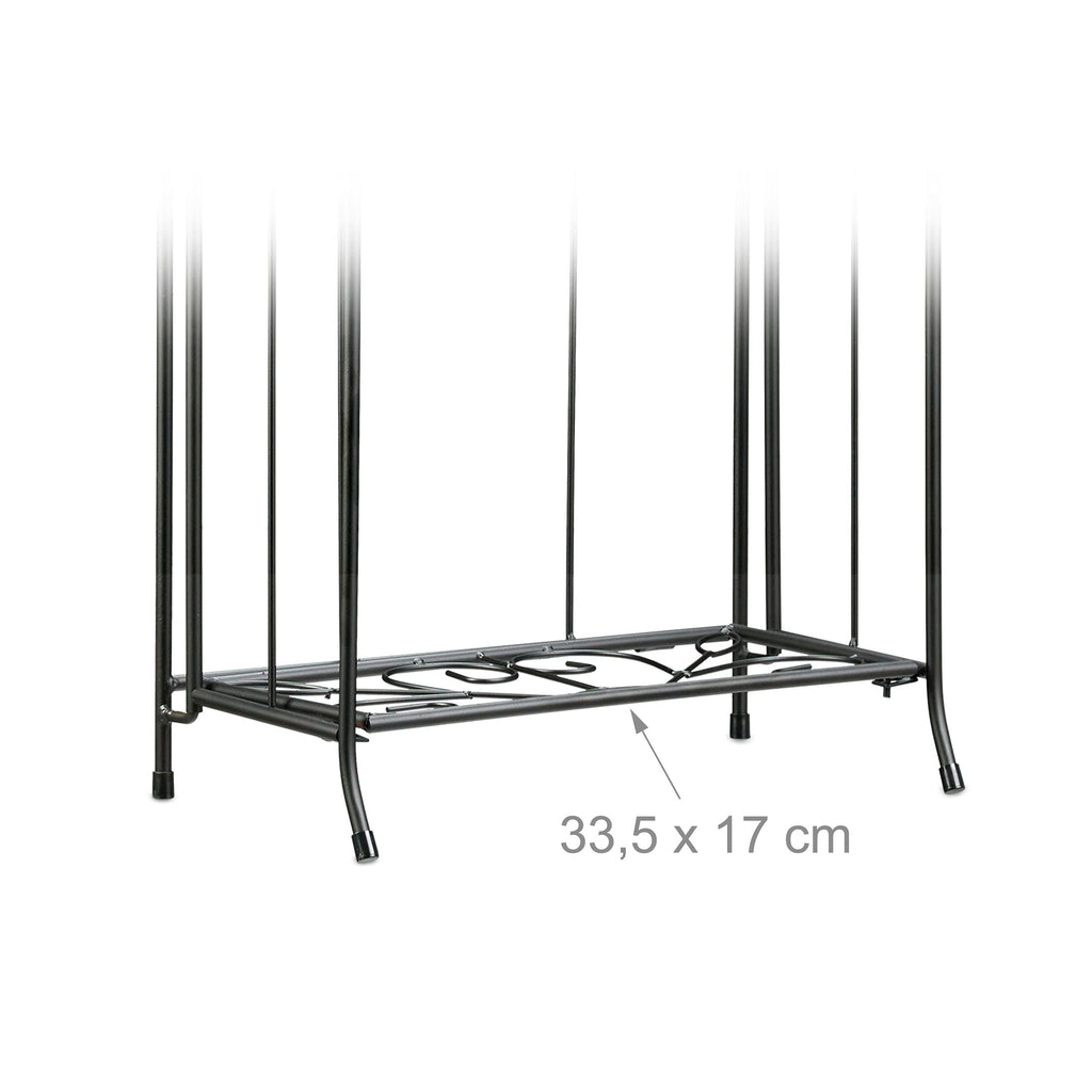 Relaxdays Metal Flower Stand – 2-Tier Folding Plant Rack, Black