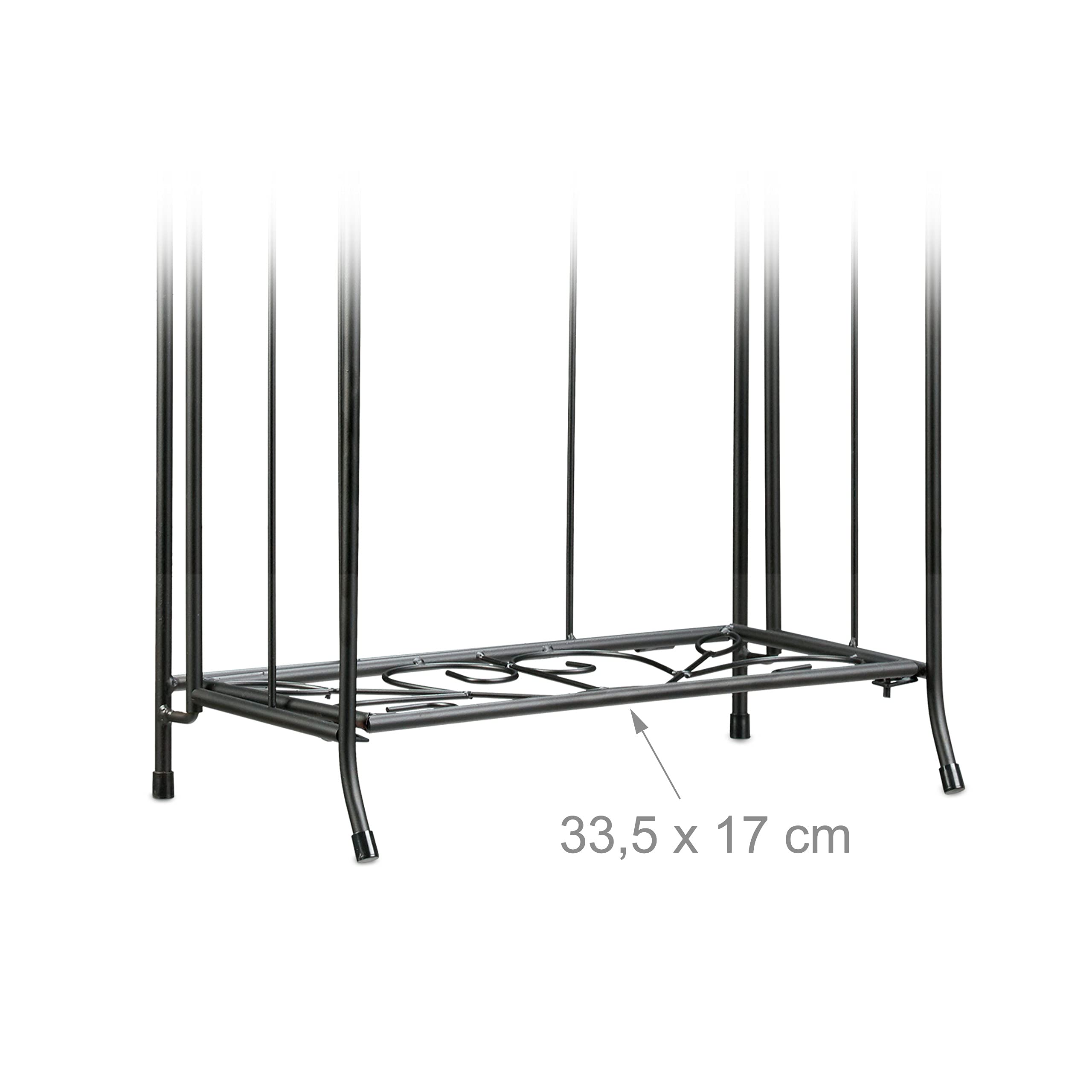 Relaxdays Metal Flower Stand – 2-Tier Folding Plant Rack, Black