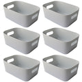 Mofeisor 6-Pack Grey Plastic Storage Basket, Kitchen Cupboard Storage Boxes, Small Bathroom Boxes Organisers with Handles, 4L - image 1