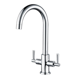 Hapilife Kitchen Sink Mixer Tap | Dual Lever Chrome 360° Swivel Spout