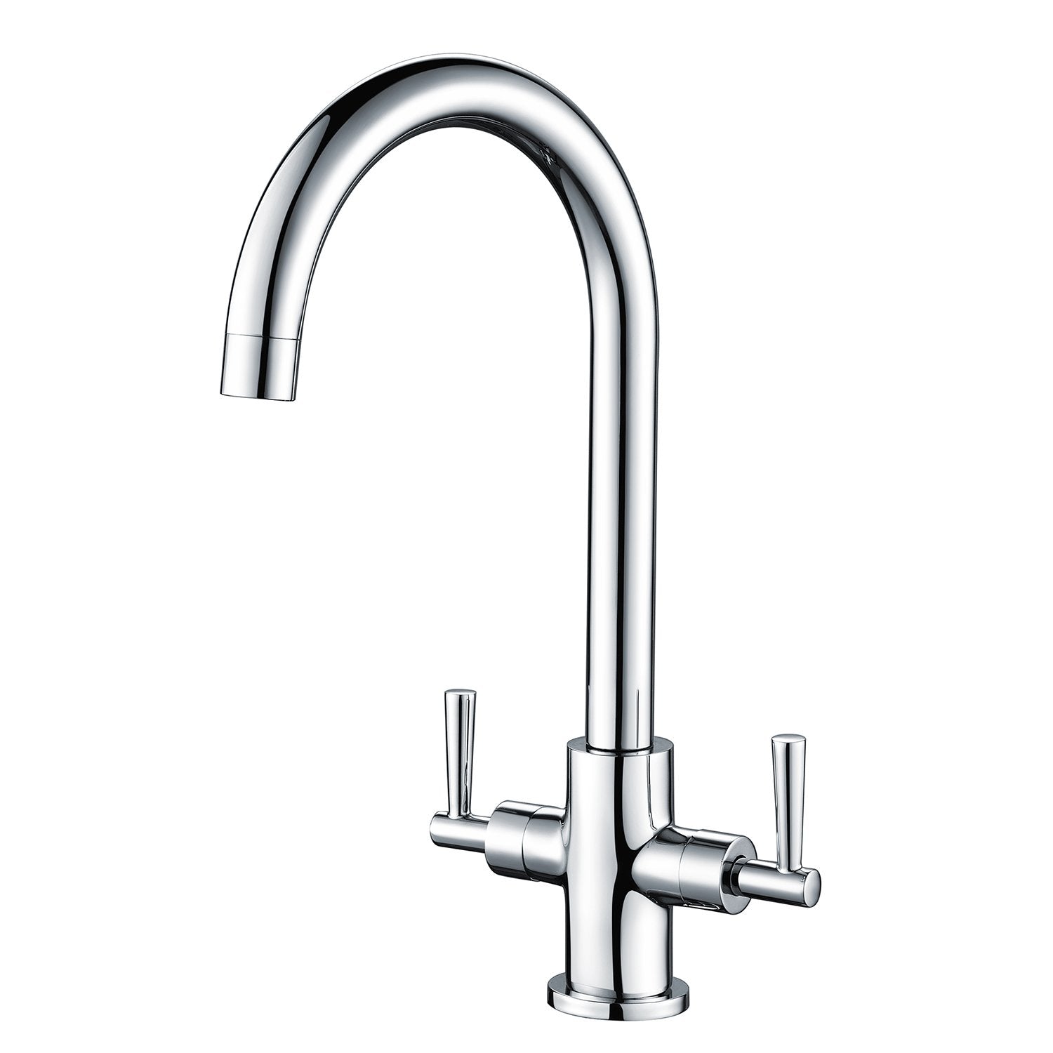 Hapilife Kitchen Sink Mixer Tap | Dual Lever Chrome 360° Swivel Spout