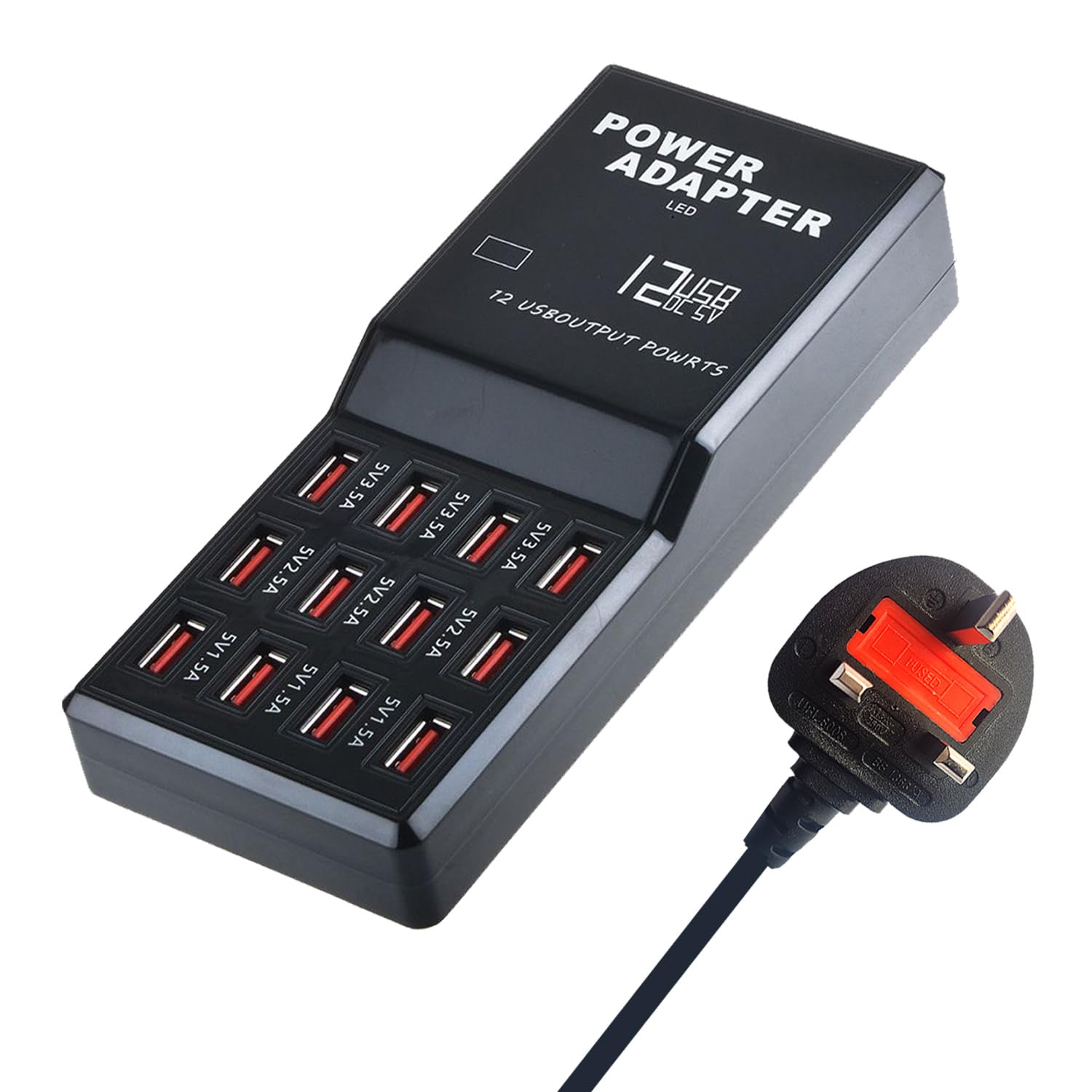 Balabaxer 12-Port USB Charging Station – 60W Multi Port Desktop Charger