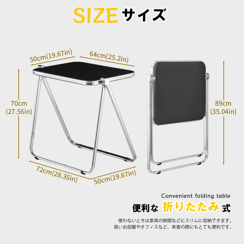 KAIHAOWIN Folding TV Tray Table Clear Acrylic Foldable Desk No Assembly Required Tiny Home Office Side Table Small Computer Desk for Small Spaces - image 2