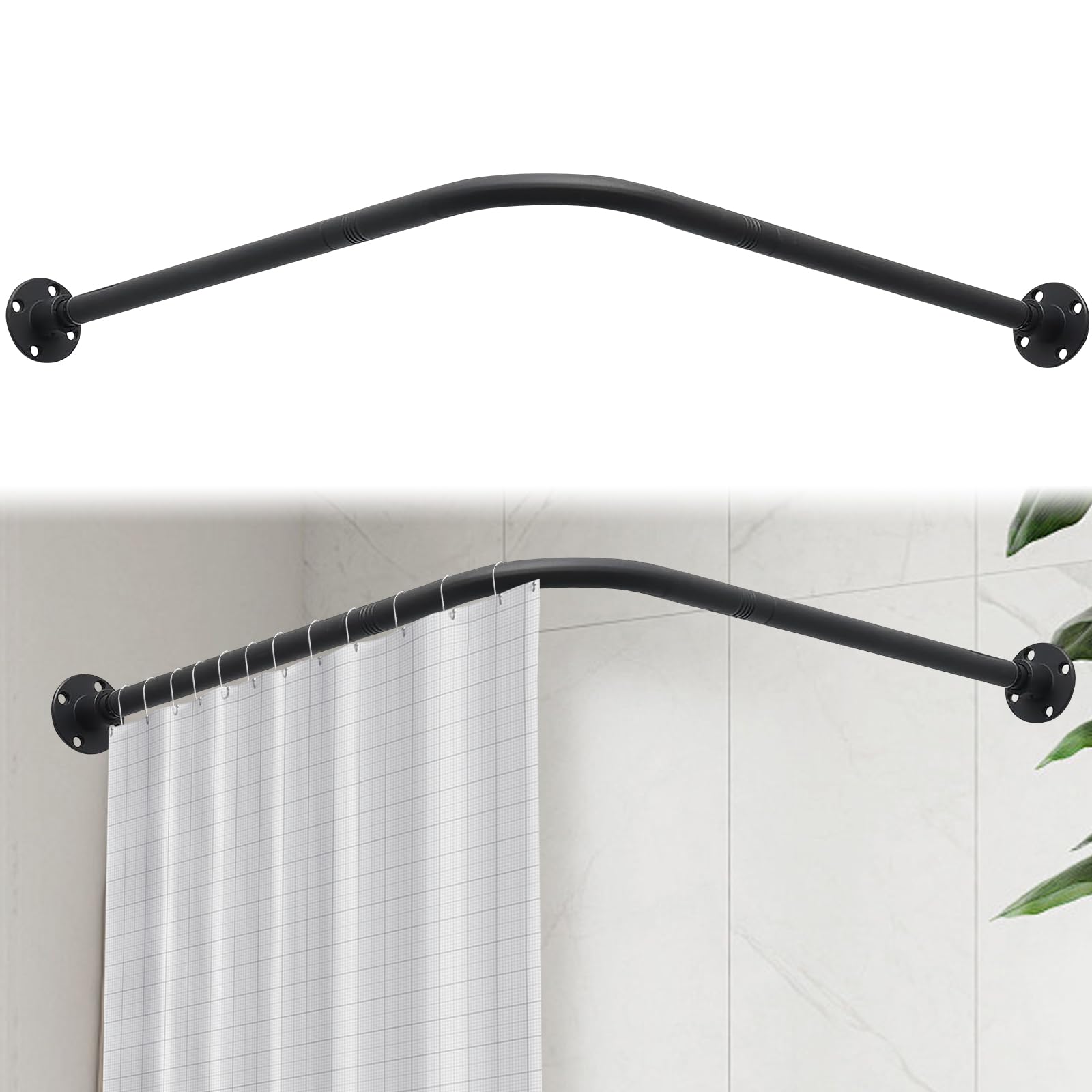 L-Shaped Shower Curtain Rod – Adjustable Stainless Steel Rail