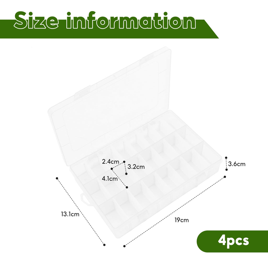 Bead Organiser Storage Box, 4PCS 24 Grids Small Compartment Craft Case - image 2