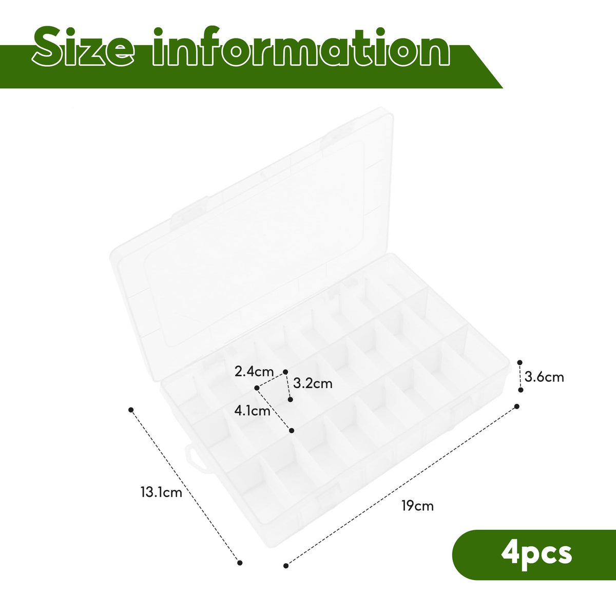 Bead Organiser Storage Box, 4PCS 24 Grids Small Compartment Craft Case - image 2
