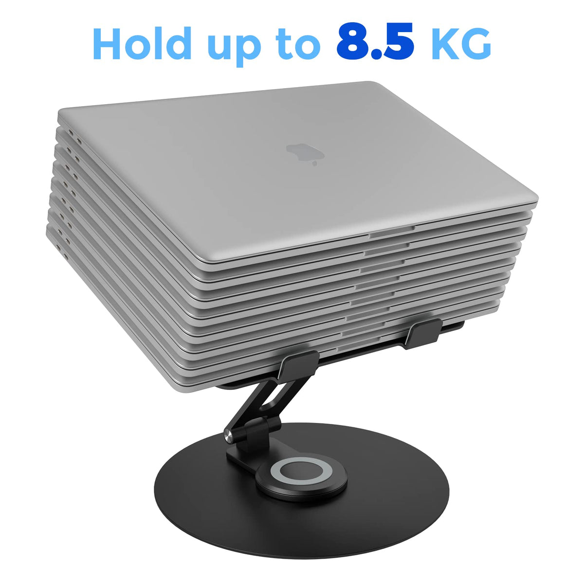 Swivel Laptop Stand for Desk, Adjustable Height Aluminum Computer Stand with 360 Rotating Base, Foldable Ergonomic Riser - image 4