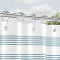Shower Curtain – 120x200cm Light Blue Striped Anti-Mould