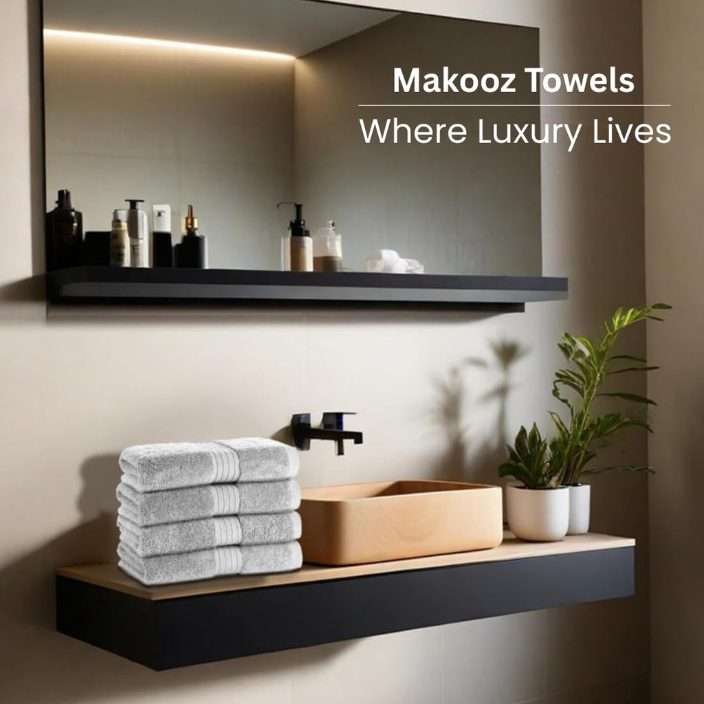 Makooz Premium 700 GSM Hand Towels for Bathroom 2 Pack – 100% Natural Ring-Spun Egyptian Cotton – Luxurious Ultra Soft, Quick Dry, Absorbent - image 2