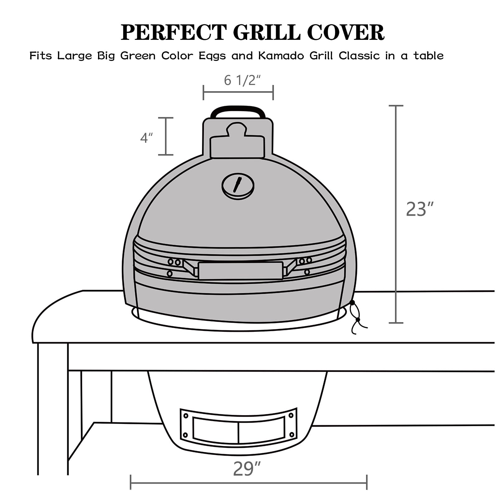 KAMsater 29" Kamado Dome Grill Cover – Waterproof 600D Oxford Fabric